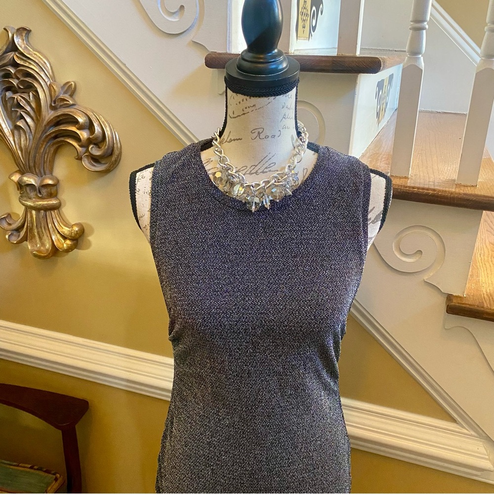 Love Tree metallic gunmetal shimmer rouched dress - Picture 4 of 6